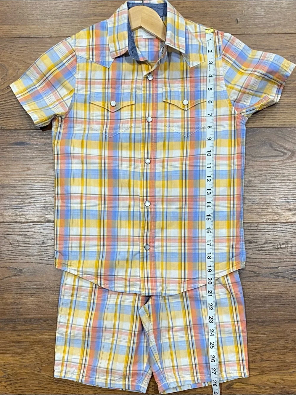 Gymboree Boys ‘Country Trail’ Blue and Yellow Plaid Short Set Size 7